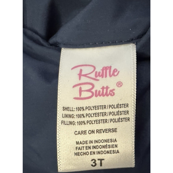 RuffleButts Puffer Reversible Jacket Floral Blue Size 3T - Picture 7 of 7
